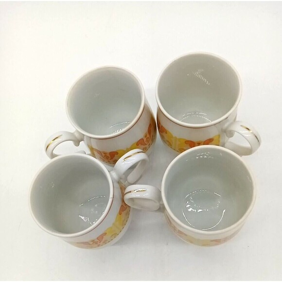 Vintage Royalton China Set Of 4 Translucent Porcelain MCM Coffee Mugs - Picture 5 of 8